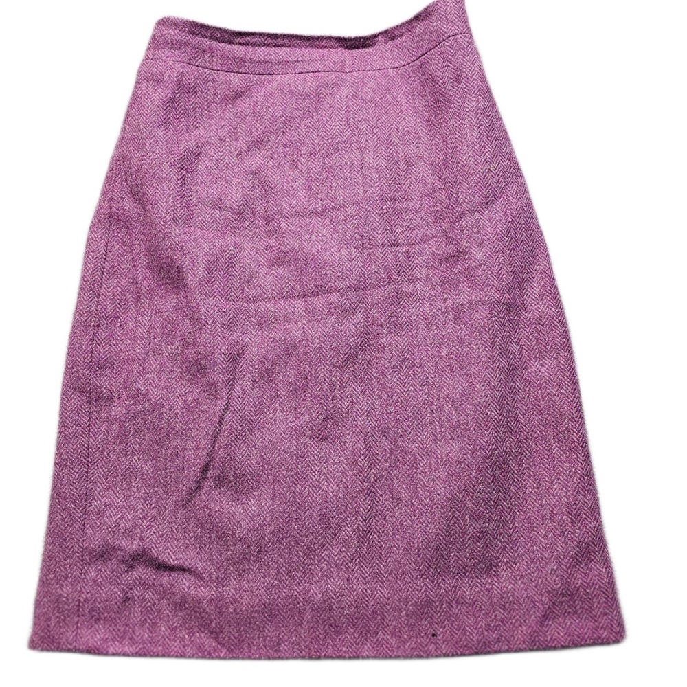 J.Crew No. 2 Pencil Skirt Womens Size 00 Purple Herringbone Tweed Lined Back Zip